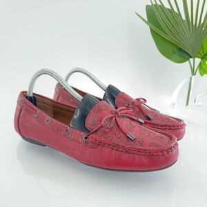 Born BOC Women Carolann Loafer Size 10 Flat Slip On Boat Shoe Moc Toe Red Vegan